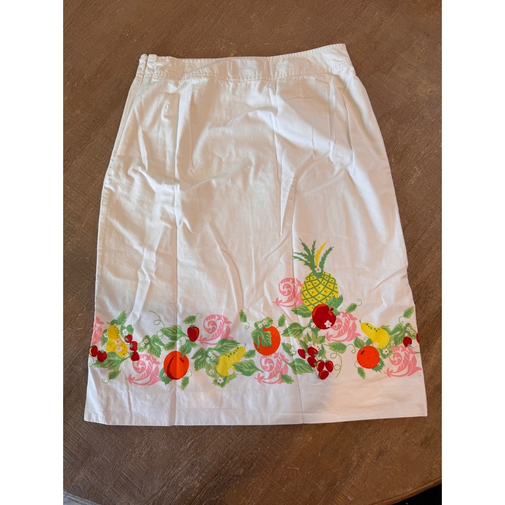 Pendleton Womens White Cotton Tropical Fruit Border Print Pencil Skirt‎ Size 6